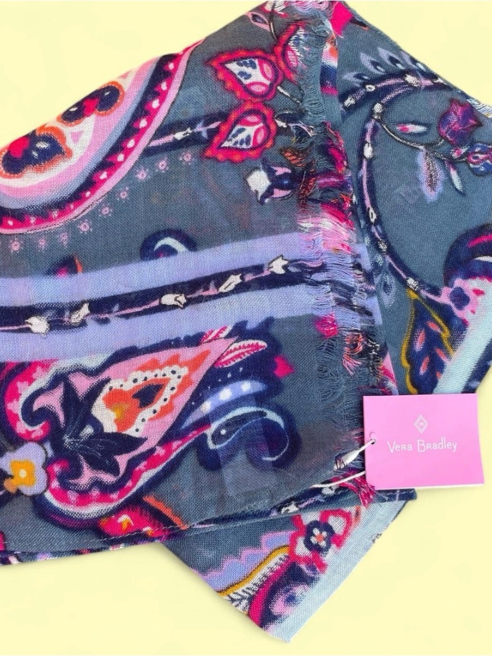 Vera Bradley Girls Paisley Scarf in Gray, Pink & Purple